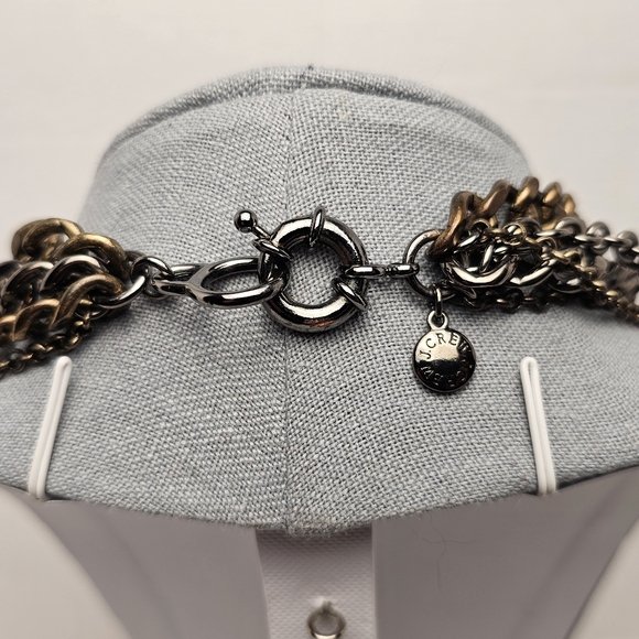 [J. CREW] Heavy Mixed Metals Muli Strand Statement Necklace Large Glass Stones - Picture 6 of 15